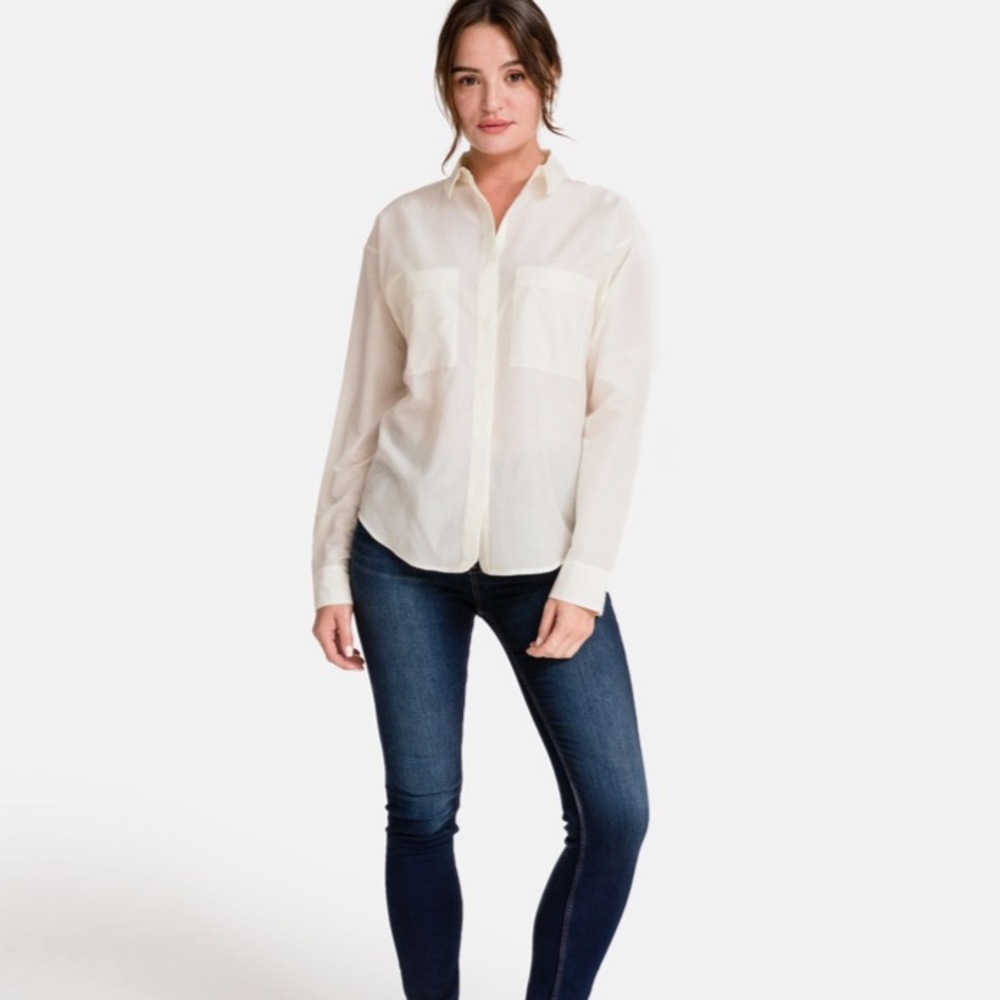 Grana Silk Cotton Boyfriend Shirt Off White